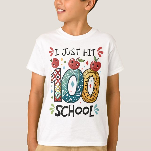 Camiseta Acabei de atingir 100 dias de comemoração escolar (Frente)