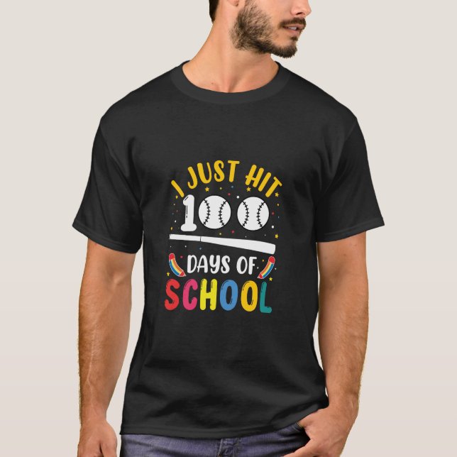 Camiseta Acabei de bater 100 dias de baseball na escola (Frente)