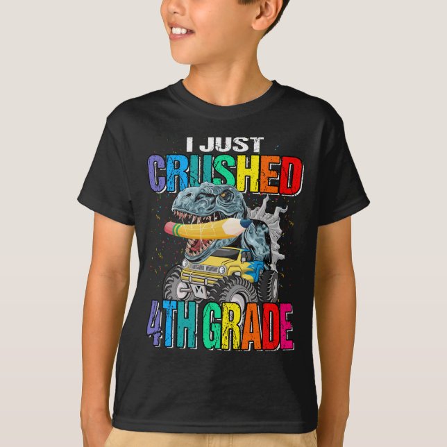 Camiseta Acabei De Esmagar O Monstro Do Dinossauro TRex Do  (Frente)