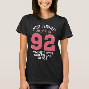 Camiseta Acabei De Transformar 92 Vinhos Melhor Com 92 Anos