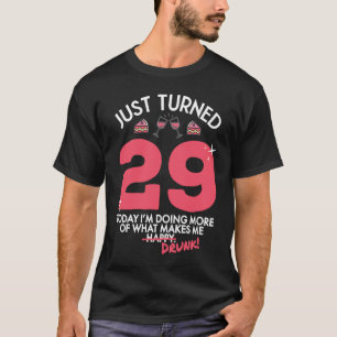 Camiseta Acabei de virar 29 Bebendo de vinho 29º Bebado de 