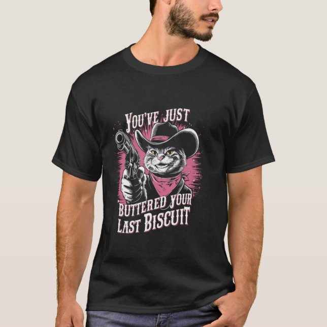 Camiseta Acabou de Amortecer o seu último Gato Biscoito Oci (Frente)