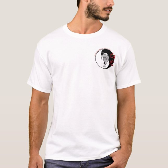 Camiseta Academia branca das artes marciais do tigre - (Frente)
