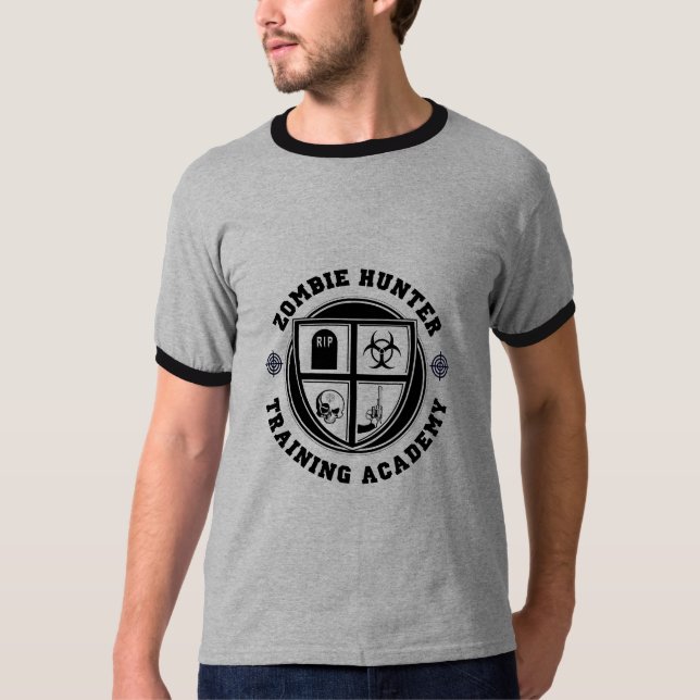 Camiseta Academia do caçador do zombi (Frente)