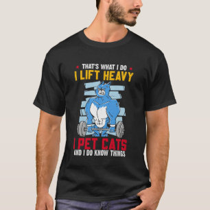 Camiseta Academia Eu Levanto Pesado e Faço Carinho em Gatos