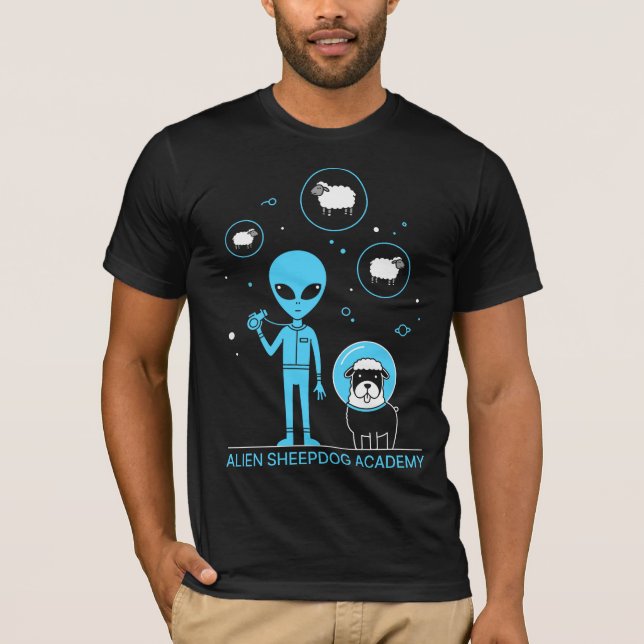 Camiseta Academia Sheepdog alienígena | Engraçado Herdin Es (Frente)