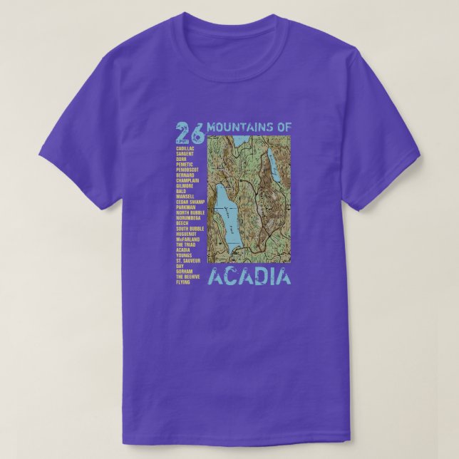 Camiseta Acadia de 2 LOCAIS/Maine (Frente do Design)