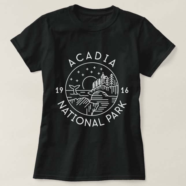 Camiseta Acadia National Park 1916 Maine Bar Harbor (Frente do Design)