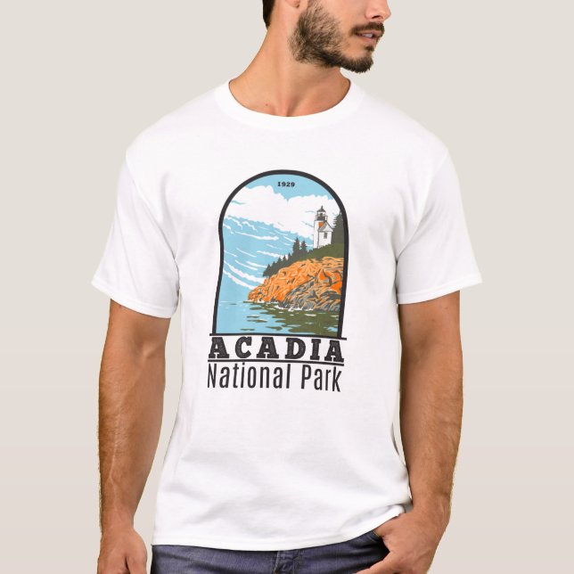 Camiseta Acadia National Park Bar Harbor Lighthouse Maine (Frente)