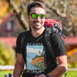 Camiseta Acadia National Park Bar Harbor Lighthouse Vintage