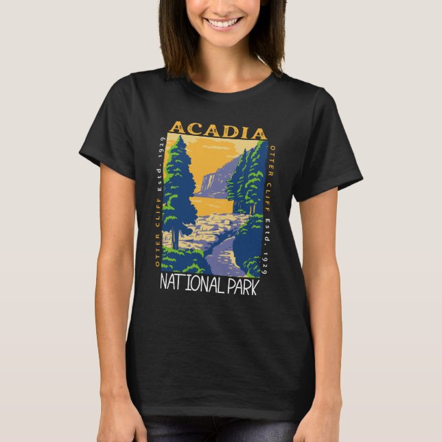 Camiseta Acadia National Park Bar Harbour Otter Cliff Retro (Frente)