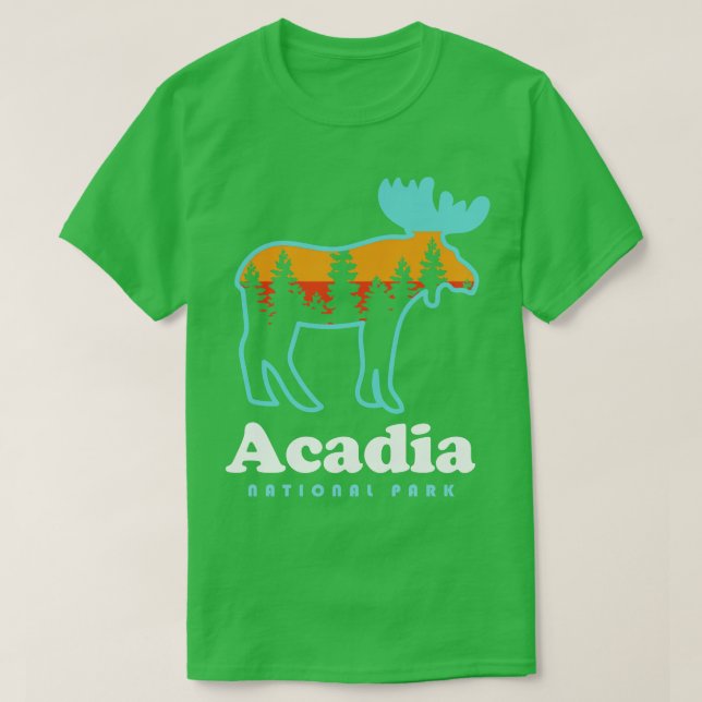 Camiseta Acadia National Park Camping Bar Harbor Maine Moos (Frente do Design)