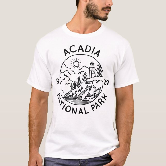 Camiseta Acadia National Park Legal Black Line Art Outdoor  (Frente)