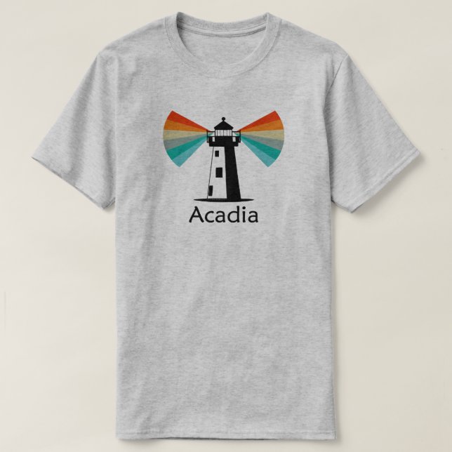 Camiseta Acadia National Park Lighthouse Rainbow (Frente do Design)