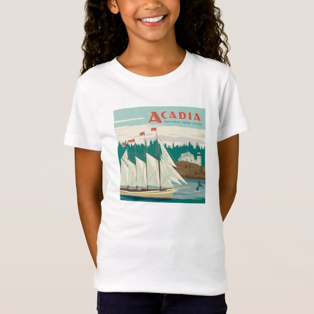 Camiseta Acadia National Park, Maine | Embarcação de vela e (Frente)