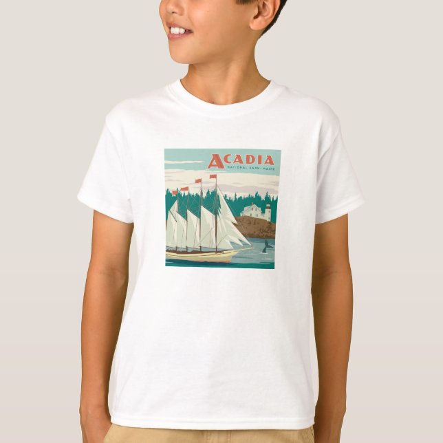 Camiseta Acadia National Park, Maine | Embarcação de vela e (Frente)