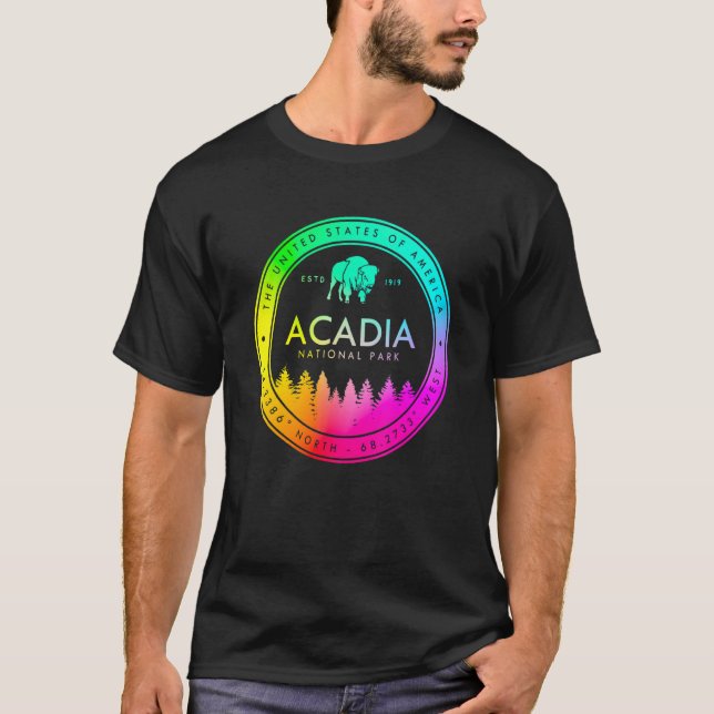Camiseta Acadia National Park Maine Emblem Souvenirs (Frente)