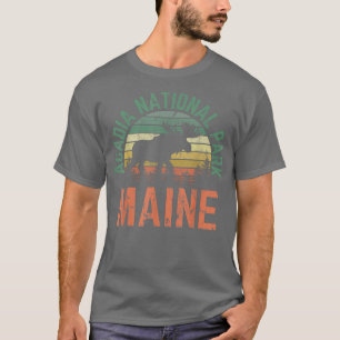 Camiseta Acadia National Park Maine Moose Hiking Retro Suns