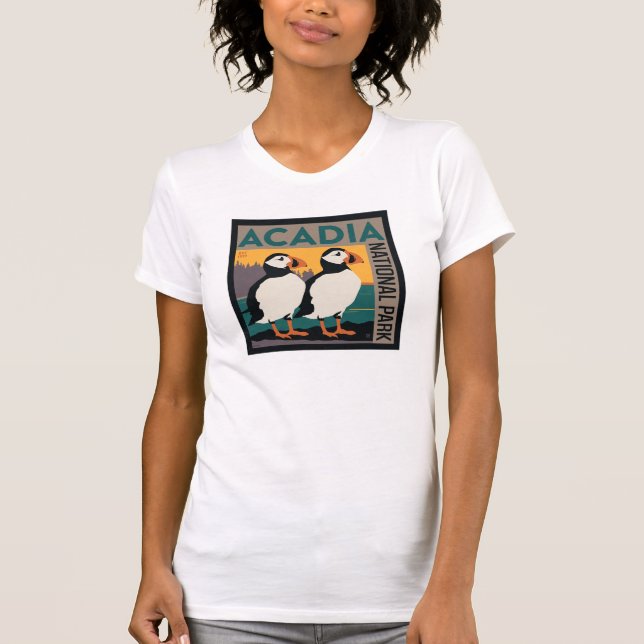 Camiseta Acadia National Park, Maine | Puffins (Frente)