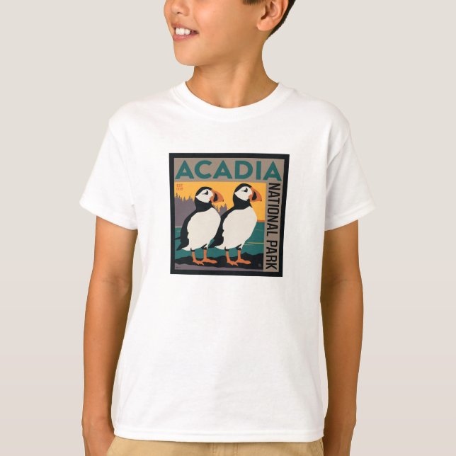 Camiseta Acadia National Park, Maine | Puffins (Frente)