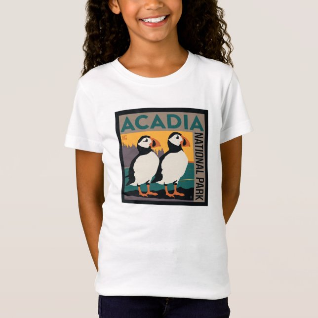 Camiseta Acadia National Park, Maine | Puffins (Frente)