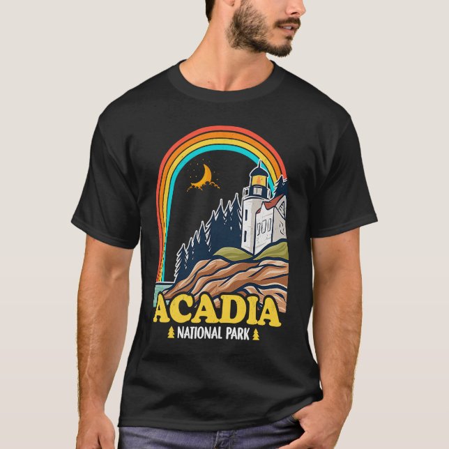 Camiseta Acadia National Park Mountain Trails Nature Campin (Frente)