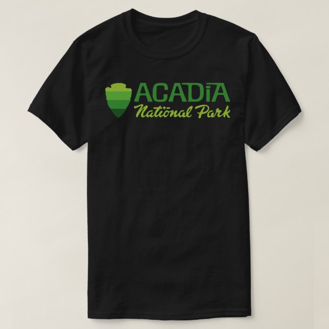 Camiseta Acadia National Park Retro Arrohead Wordmark Gree (Frente do Design)