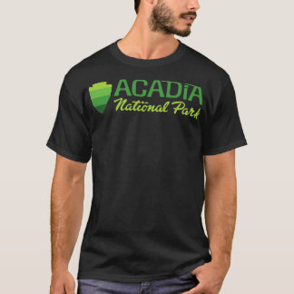 Camiseta Acadia National Park Retro Arrohead Wordmark Gree