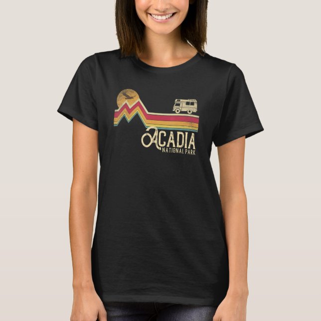 Camiseta Acadia National Park Retro Style Mountain Maine Vi (Frente)