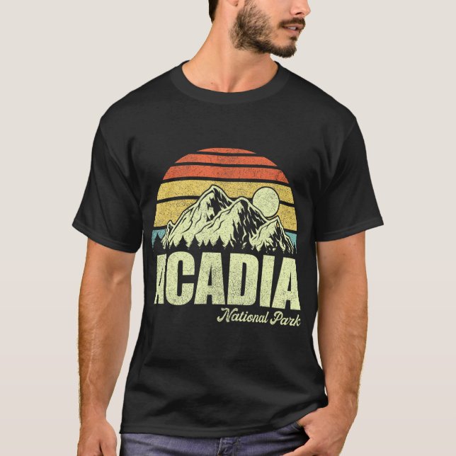 Camiseta Acadia National Park Vintage Shirts Mountain Hikin (Frente)