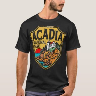 Camiseta Acadia National Park Vintage Style Crachá W Maine 