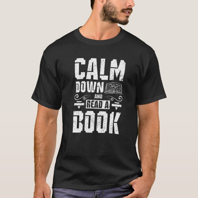 Camiseta Acalme-se e leia um livro (Frente)