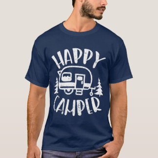 Camiseta Acampador Feliz RVreboque Camping retrô