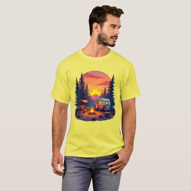 Camiseta Acampamento ao Sol na Natureza Selvagem das Flores (Frente Completa)