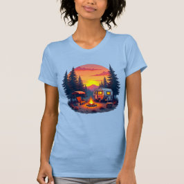 Camiseta Acampamento ao Sol na Natureza Selvagem das Flores