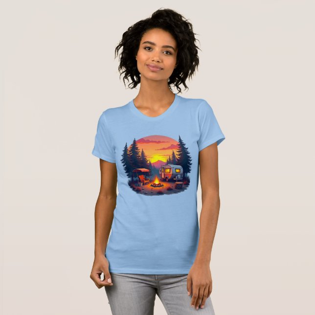 Camiseta Acampamento ao Sol na Natureza Selvagem das Flores (Frente Completa)