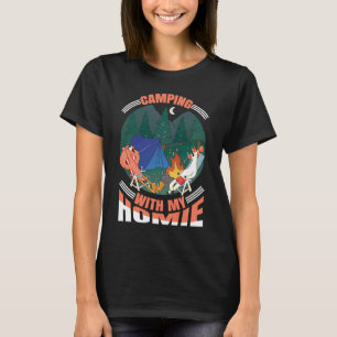 Camiseta Acampamento Com Meu Homie Unicorn Flamingo Nature 