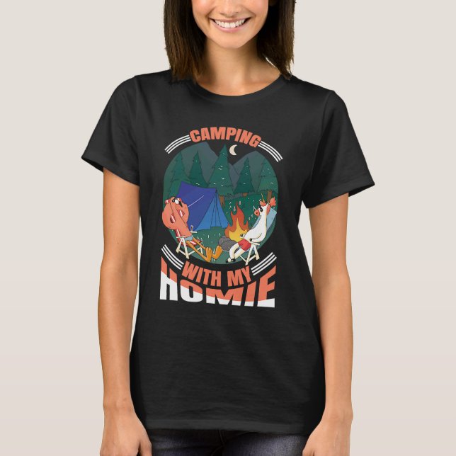 Camiseta Acampamento Com Meu Homie Unicorn Flamingo Nature  (Frente)