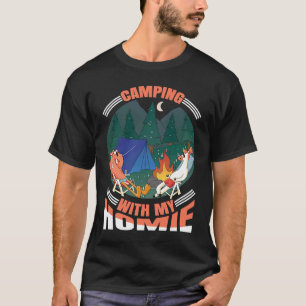 Camiseta Acampamento Com Meu Homie Unicorn Flamingo Nature