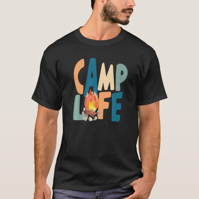 Camiseta Acampamento de acampamento de campo de vida (Frente)