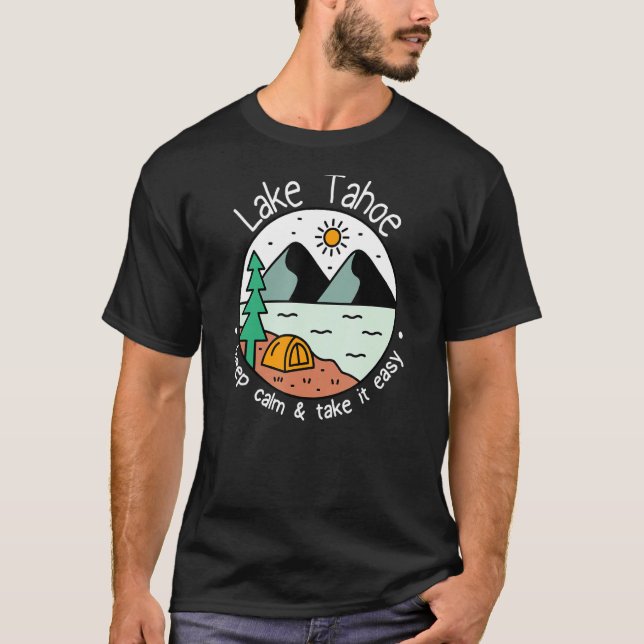 Camiseta Acampamento de Barcos de pesca - Calma, Lago Tahoe (Frente)