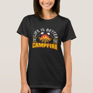 Camiseta Acampamento De Câmera Smores A Vida É Melhor Pelo