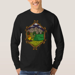Camiseta Acampamento de Camping Fogueira Tenda Camping ao A