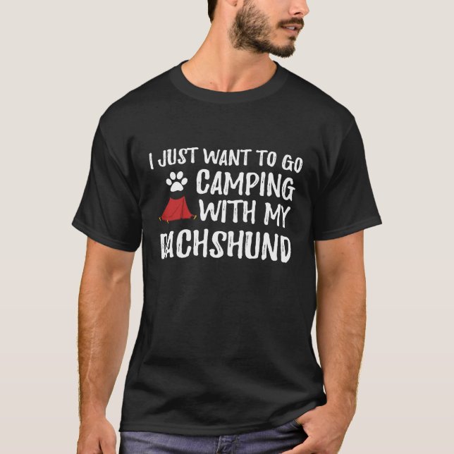 Camiseta Acampamento De Dachshund Para Cachorros Engraçados (Frente)