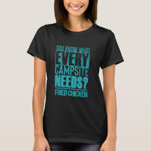 Camiseta Acampamento de Foodie Engraçado e Galinha Fritada