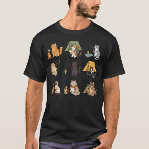 Camiseta Acampamento de Gato Camping Camper Aventura Divert