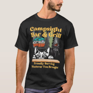 Camiseta Acampamento de Gato Churrasqueira engraçado sarcás