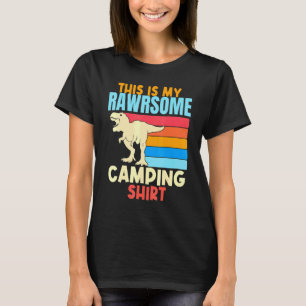 Camiseta Acampamento de Meninas do Camper Dinossauro Acampa