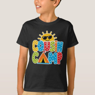 Camiseta Acampamento de Primos 2026 Equipe Crianças Verão F