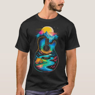 Camiseta Acampamento de Reflexos do Lago Guitarra